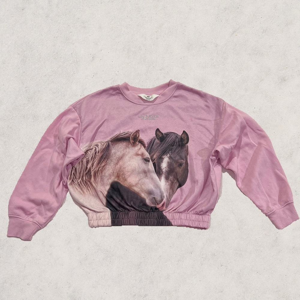 H&M Girls Printed Horse Hoodie and Sweatshirt- Size 8 - Picture 5 of 8